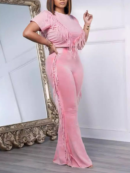 Morchique Fringe Combo Pants Set