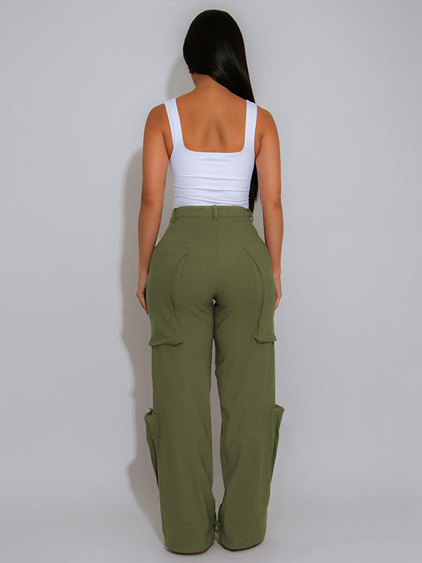 Solid Cargo Pants