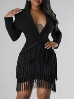 Fringe Combo Blazer Dress