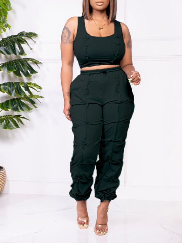 Morchique Solid Tank Top & Jogger Pants Set