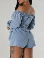 Off-Shoulder Denim Romper