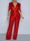 Sequin V-Neck Jumpsuit