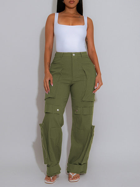 Solid Cargo Pants