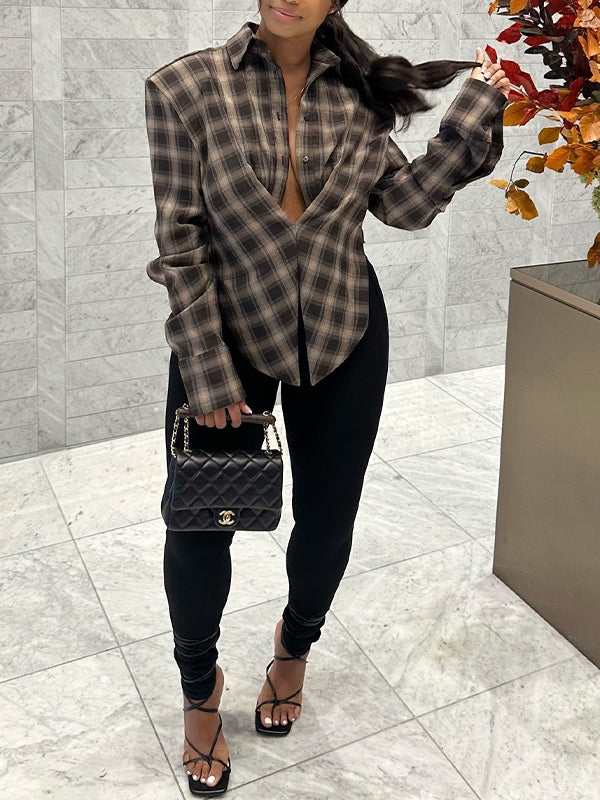 Plaid Button-Front Shirt