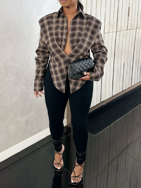 Plaid Button-Front Shirt