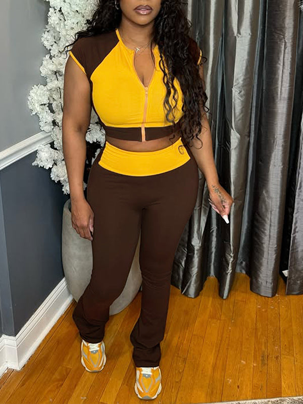 Two-Tone Zip Top & Pants Set
