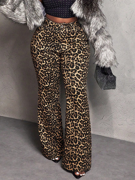 Leopard Flare Jeans