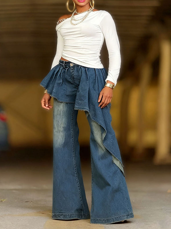 Ruffle Flared Jeans