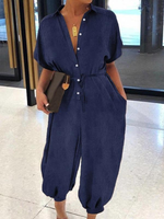 Button-Front Tied Jumpsuit