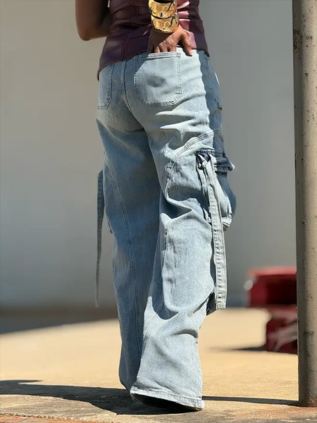 Drawstring Cargo Jeans