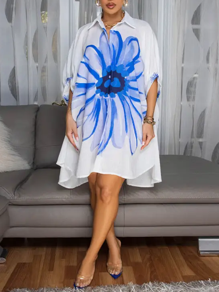 Morchique Floral Print Shirt Dress