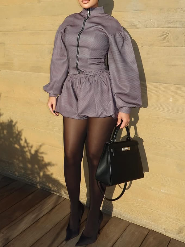Zip-Front Jacket & Shorts Set