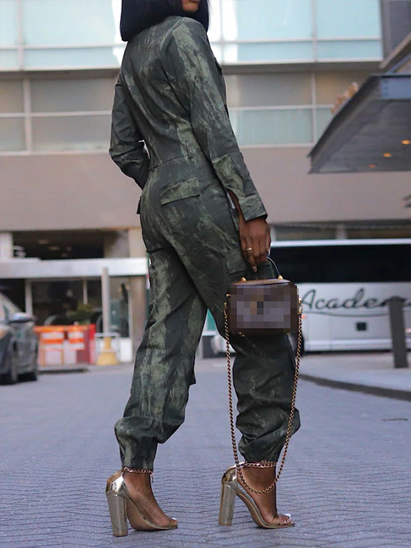 Printed Cargo Jumpsuit