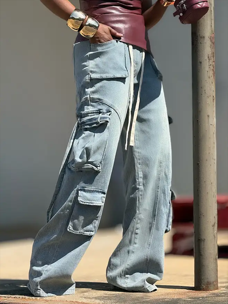 Drawstring Cargo Jeans