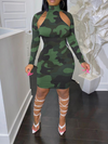 Camo Cut-out Dress--Clearance