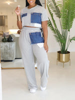 Denim Combo Pants Set