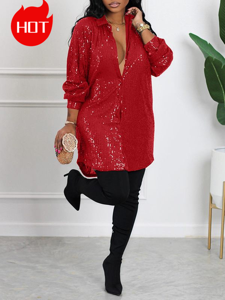 Morchique Sequin Shirt Dress