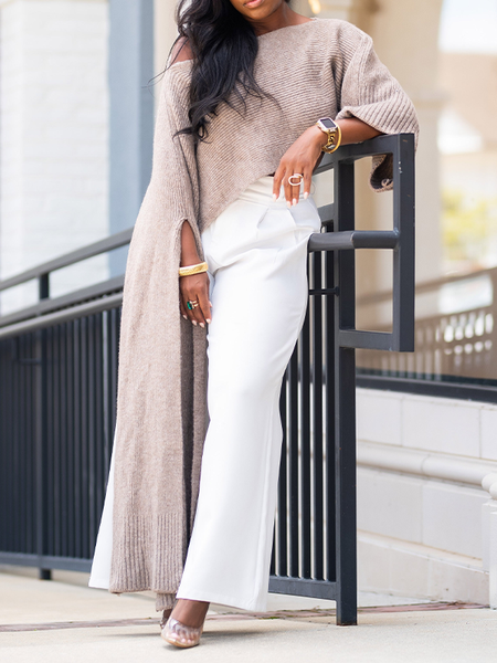 Boat-Neck Knit Tunic Top