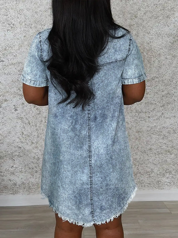 Washed Denim Shirt Dress
