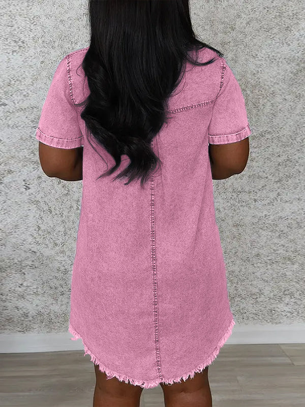 Washed Denim Shirt Dress