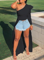 One-Shoulder High-Low Top