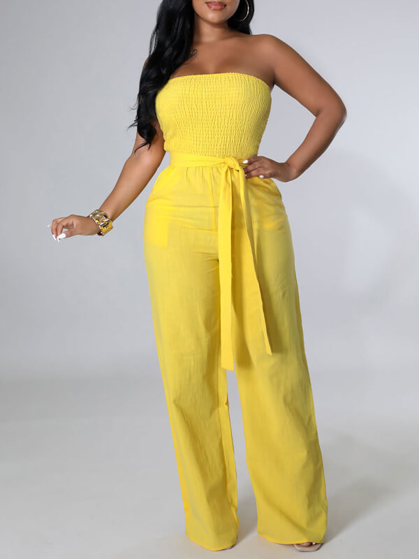 Strapless Belted Jumpsuit --Clearance