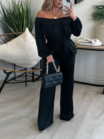 Off-Shoulder Drawstring Jumpsuit