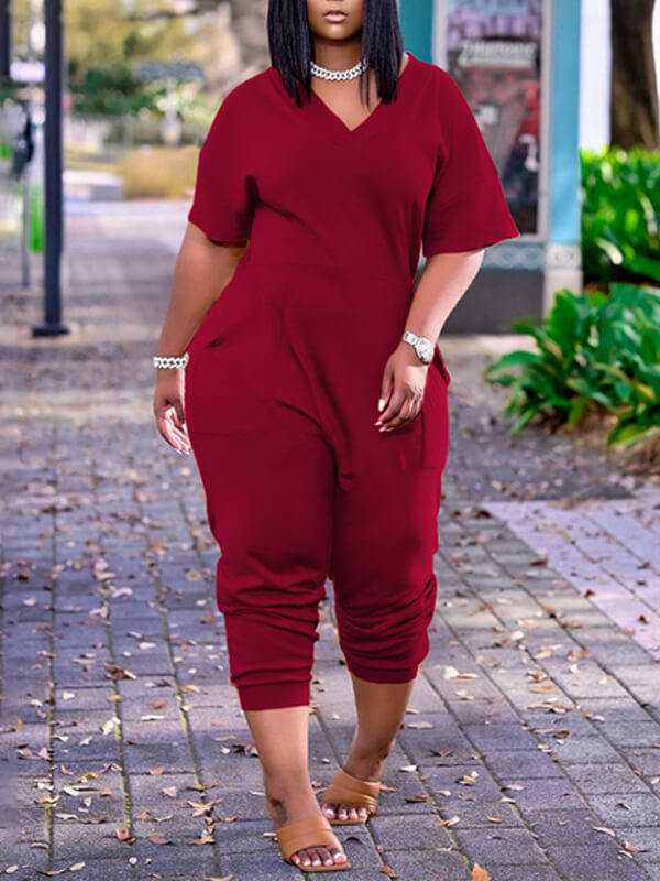 Morchique Solid V-Neck Jumpsuit
