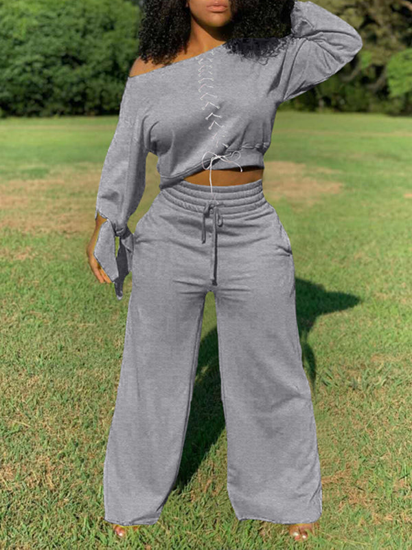 Morchique Lace-Up Sweatshirt & Pants Set