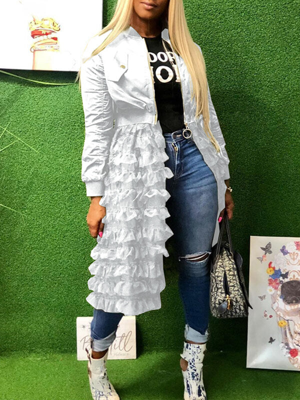 Frilled Mesh Combo Jacket