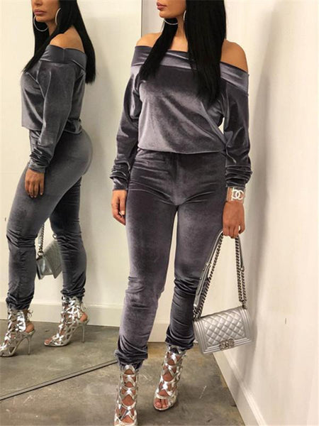 Morchique Off Shoulder Velvet Co-ord
