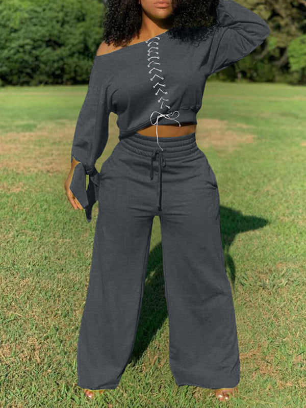 Morchique Lace-Up Sweatshirt & Pants Set