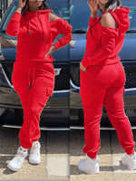 Cold-Shoulder Hoodie & Pants Set