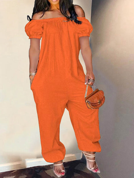 Morchique Off-Shoulder Short-Sleeve Heram Jumpsuit