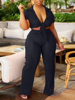 Tied Crop Top & Wide-Leg Pants Set