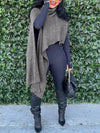 Asymmetric Turtleneck Knit Cape