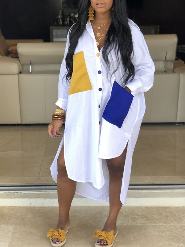 Morchique Contrast Pockets Shirt Dress