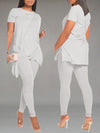 Solid Ruched Tee & Pants Set