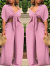 Morchique Knot Front Crop Top & Wide Leg Pants Sets