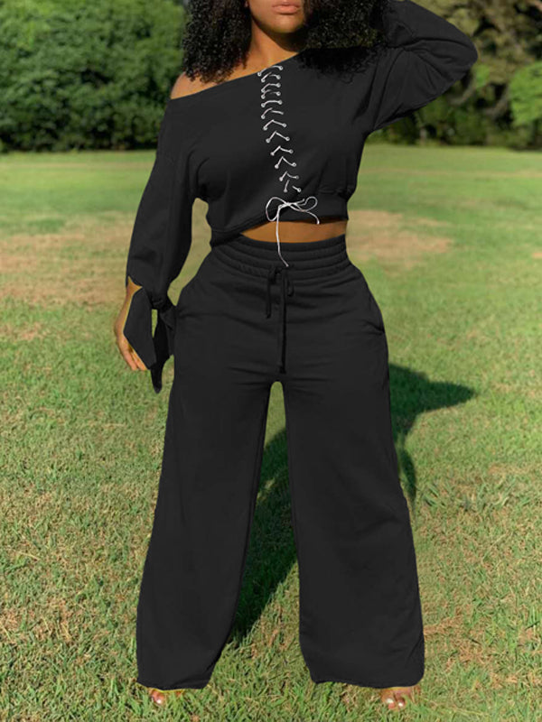 Morchique Lace-Up Sweatshirt & Pants Set
