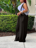 Solid Wide-Leg Overalls