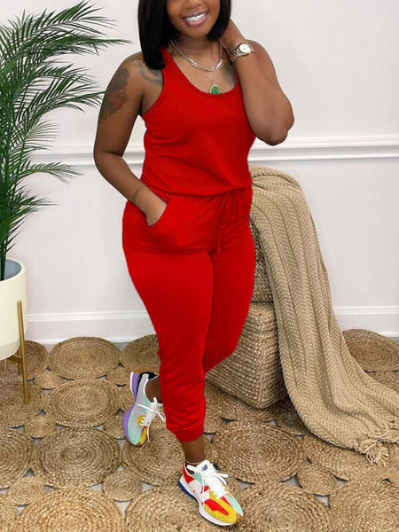 Morchique Sleeveless Drawstring Jumpsuit