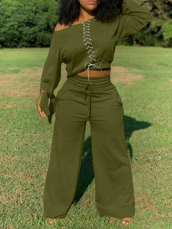 Morchique Lace-Up Sweatshirt & Pants Set