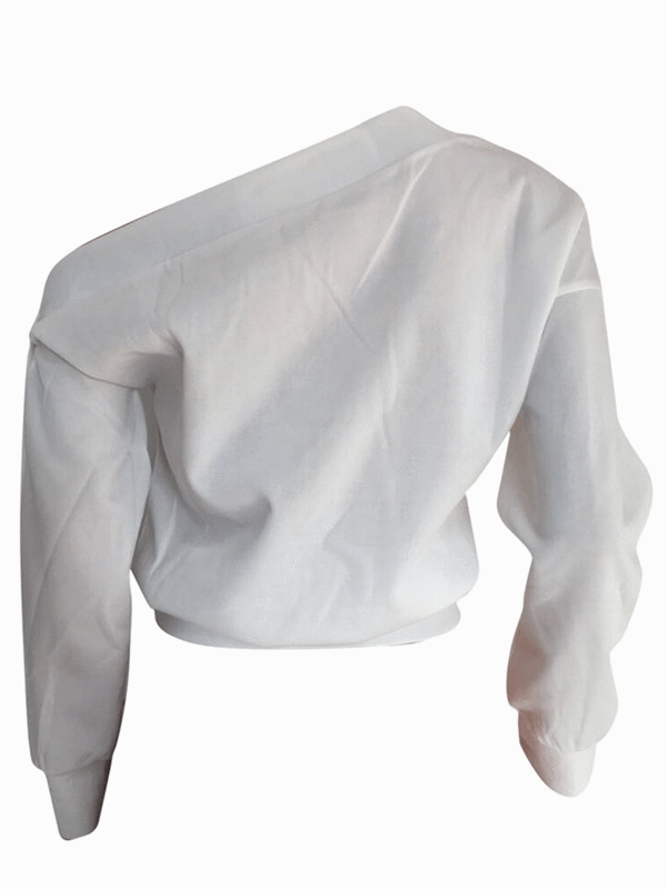 Morchique One Shoulder Button Sleeve Top