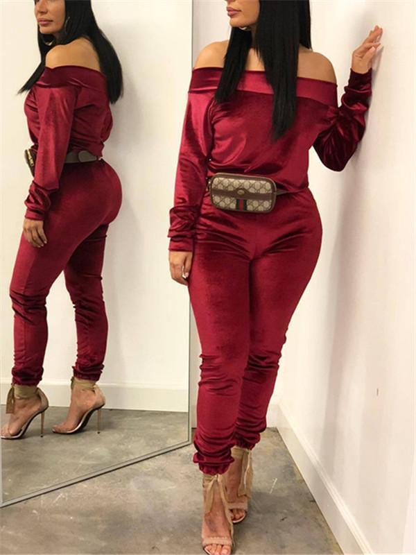 Morchique Off Shoulder Velvet Co-ord