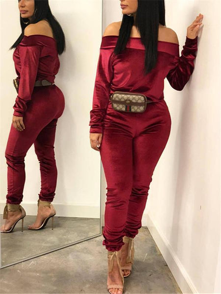 Morchique Off Shoulder Velvet Co-ord