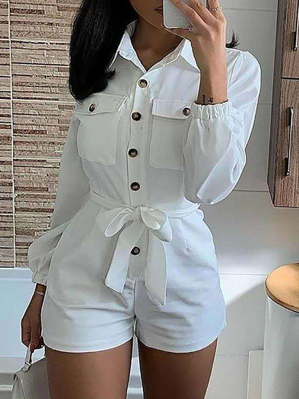 Morchique Button-Front Belted Romper