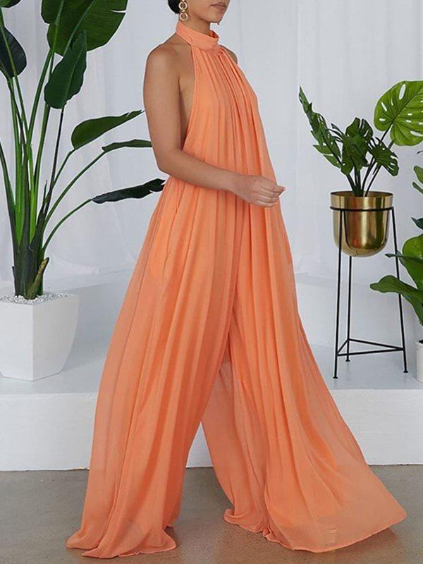 Morchique Halter Chiffon Jumpsuit