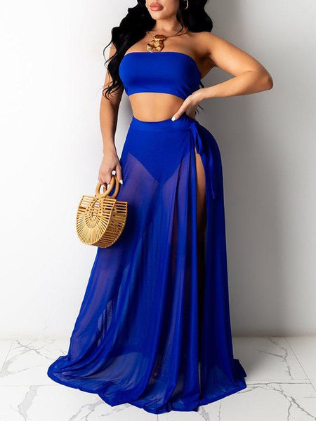 Bandeau Bikini with Cover Skirt