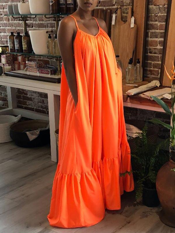 Morchique Cami Ruffle Maxi Dress